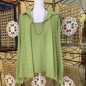 ColeridgeCo 2 pc lime green long sleeve blouse 16